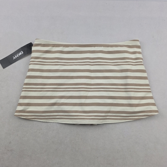 NWT DKNY Draped Skirted Striped Swim Bottom Bikini Skort Skirt Size Small - Picture 2 of 4